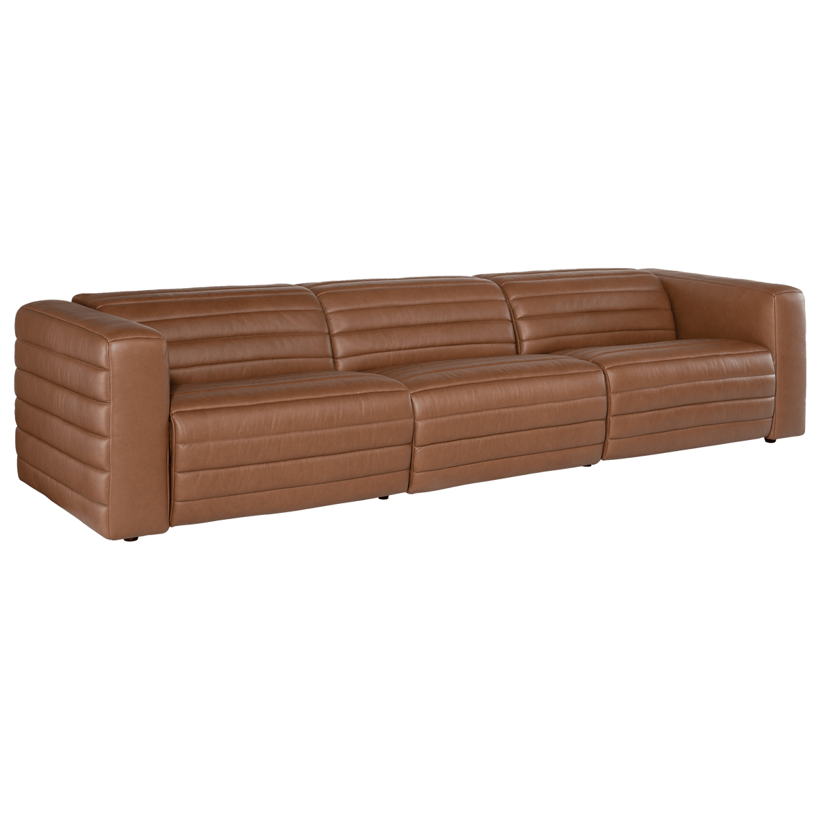 Cathal 124&quot; Wide 3 - Piece Upholstered Leather Sofa, Brown - Coja