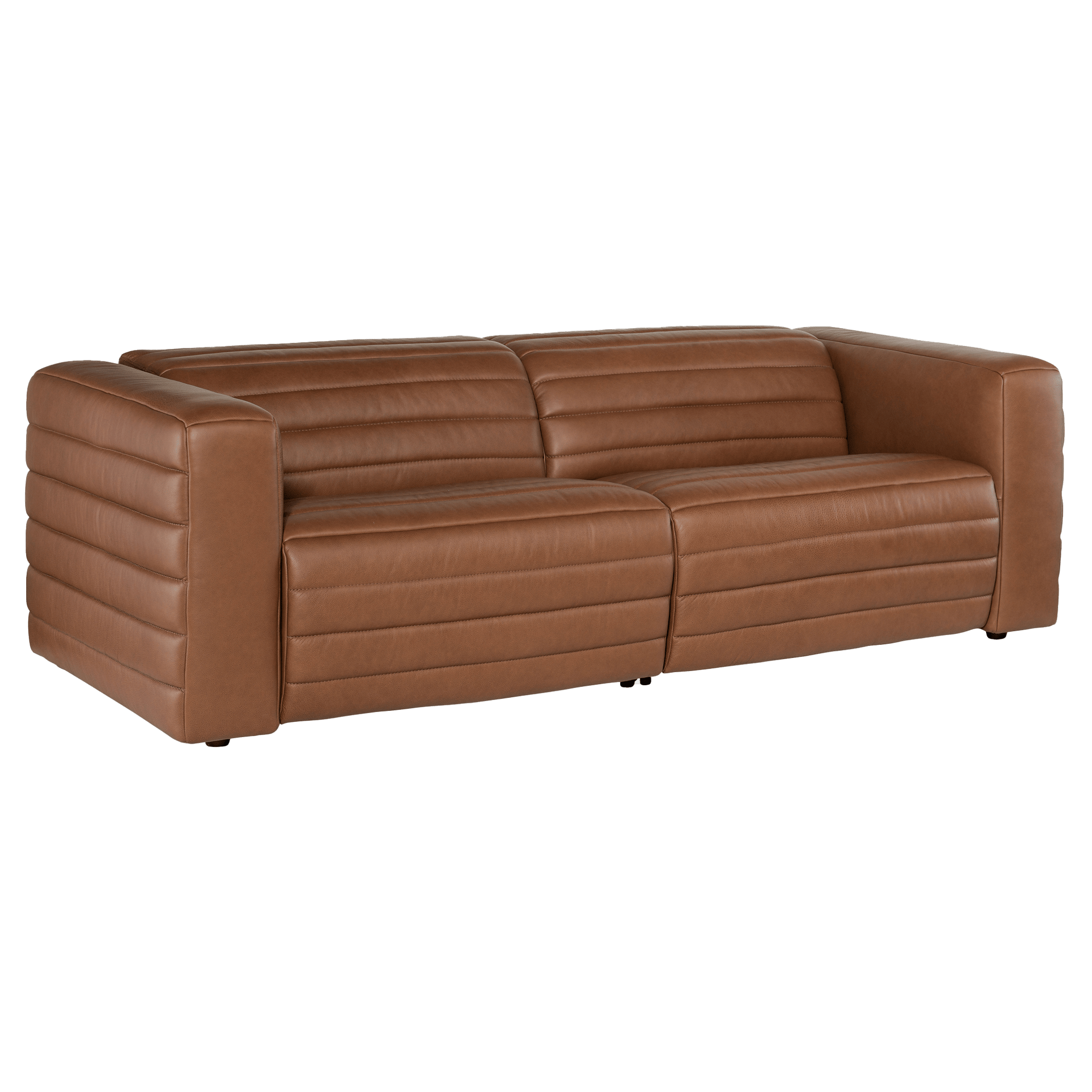 Cathal 89" Wide Upholstered Leather Sofa, Brown
