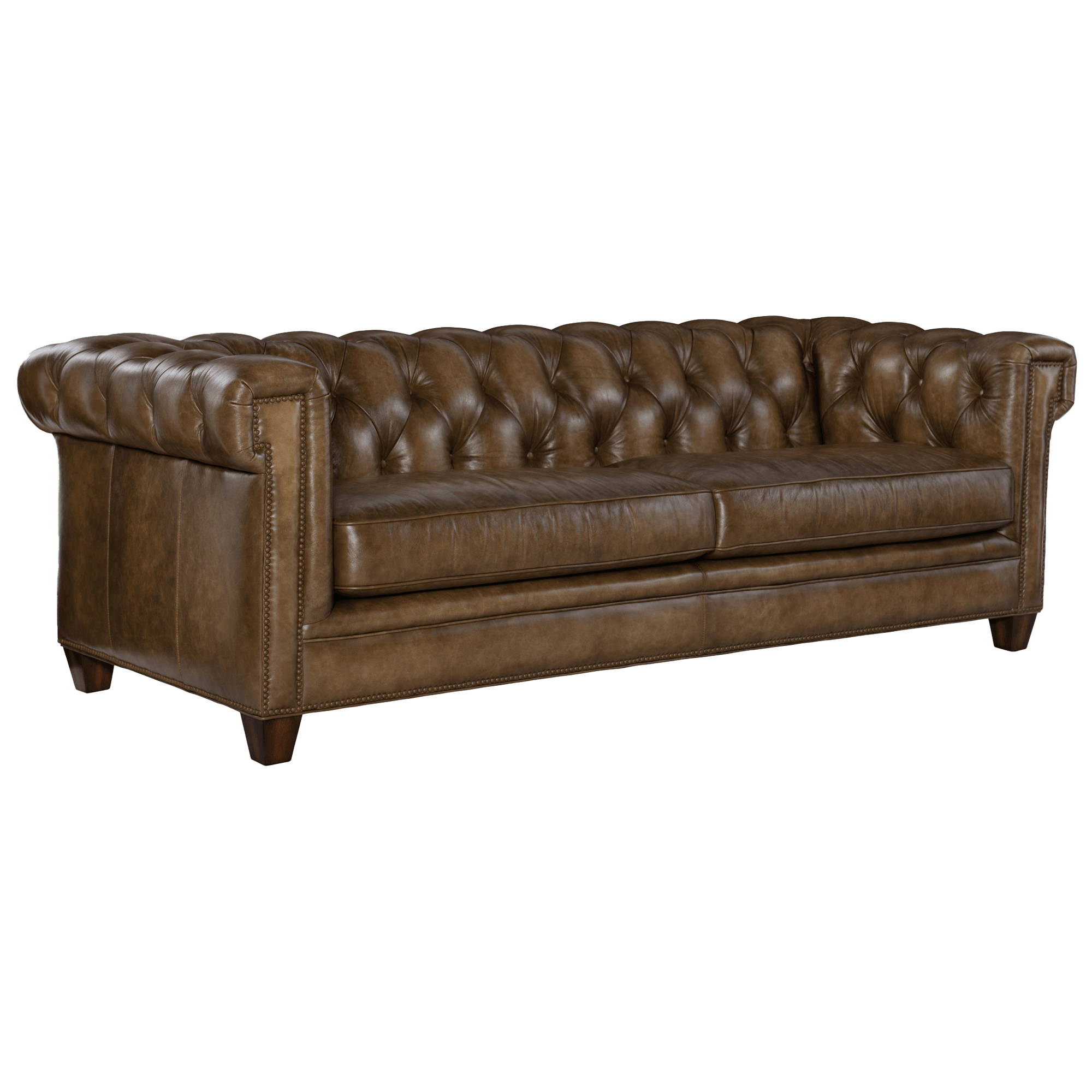 Caysie 94.5" Wide Upholstered Leather Sofa, Brown