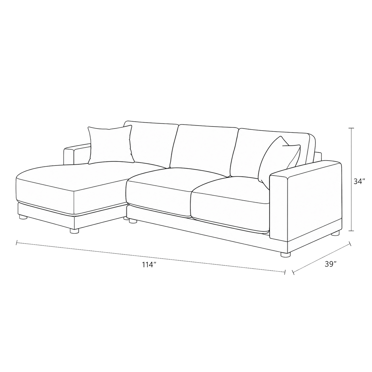 Ceylan Chaise Sectional Sofa, Beige
