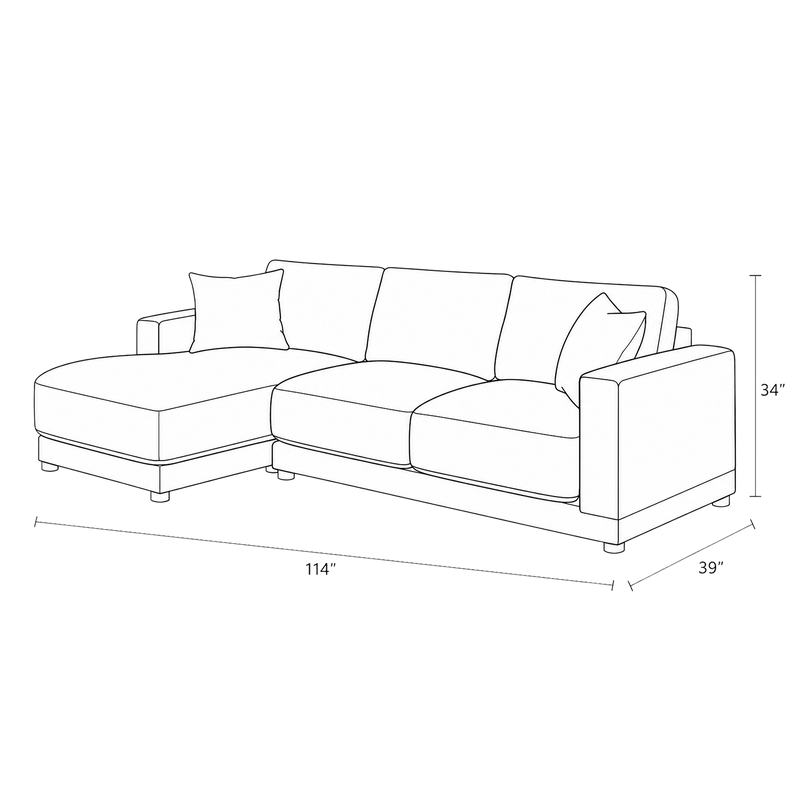 Ceylan Chaise Sectional Sofa, Beige