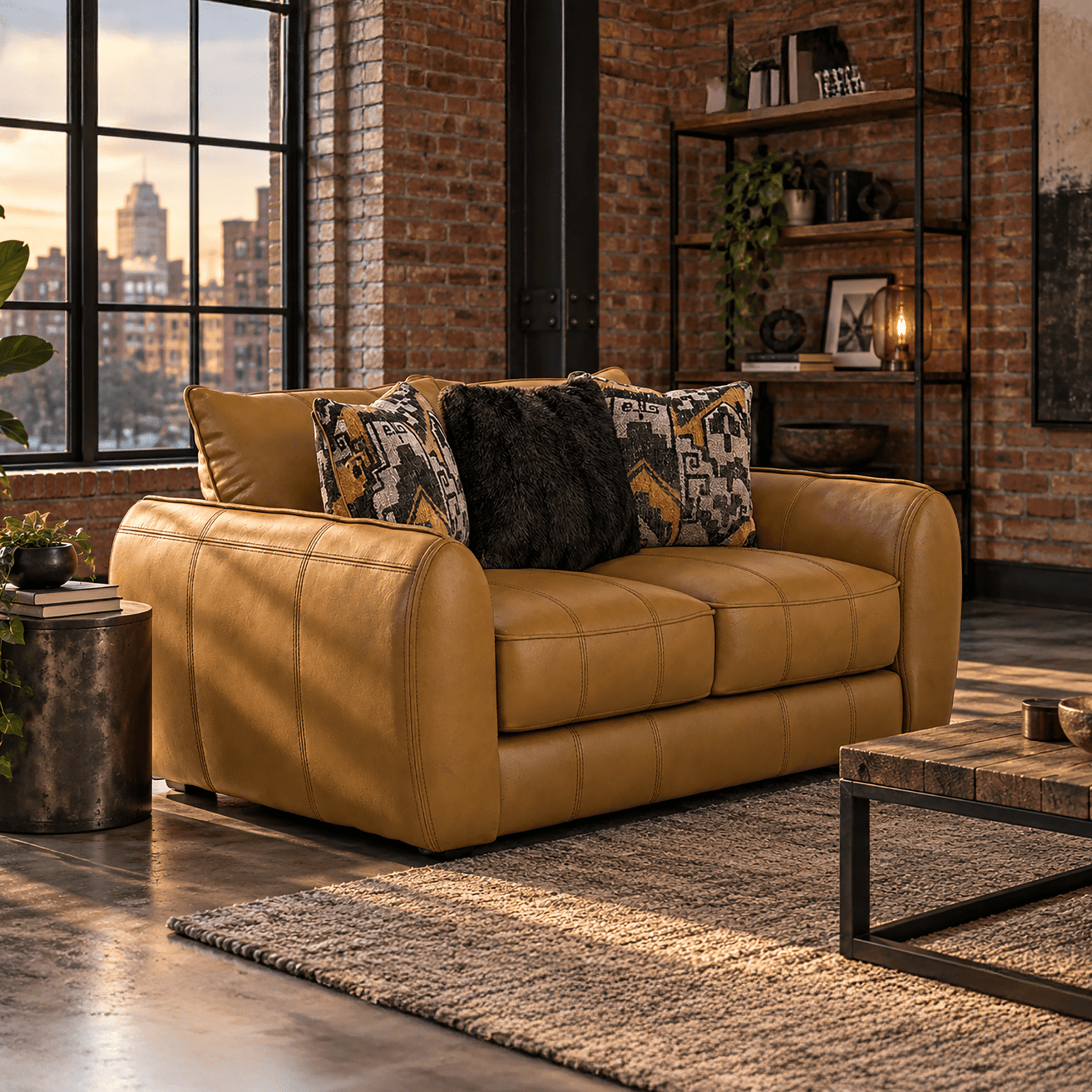 Chantea Camel Ultra-Plush Loveseat, Leather