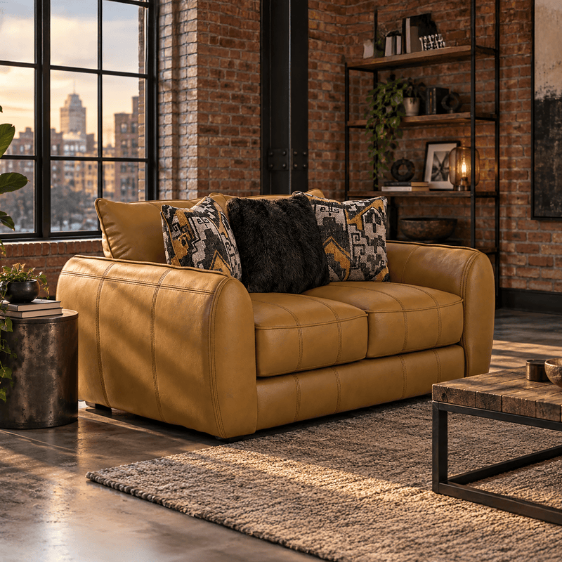 Chantea Camel Ultra-Plush Loveseat, Leather - Coja