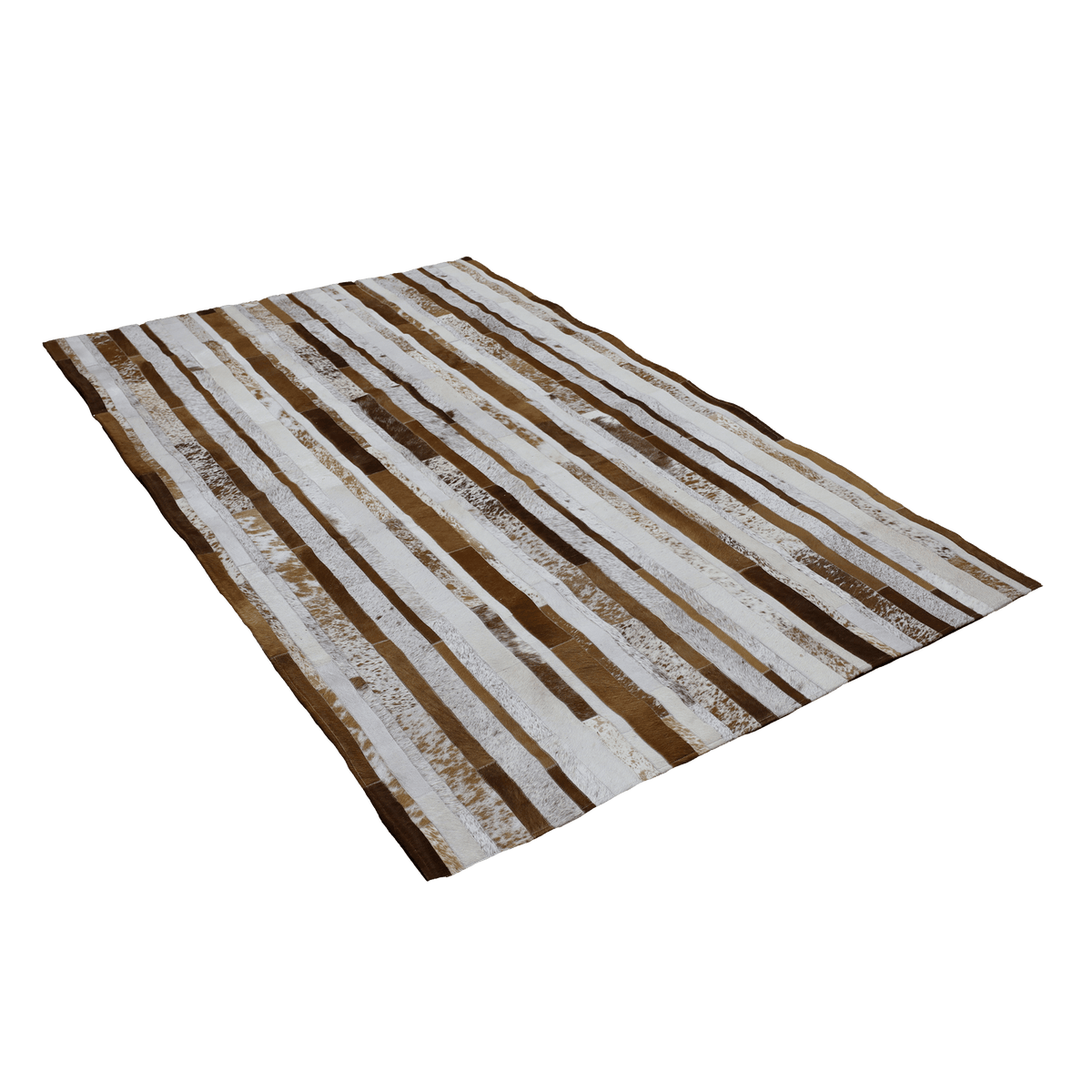 Cinnamon Striped Hair On Leather Rug, rectangle 5&#39; x 8&#39; - Coja