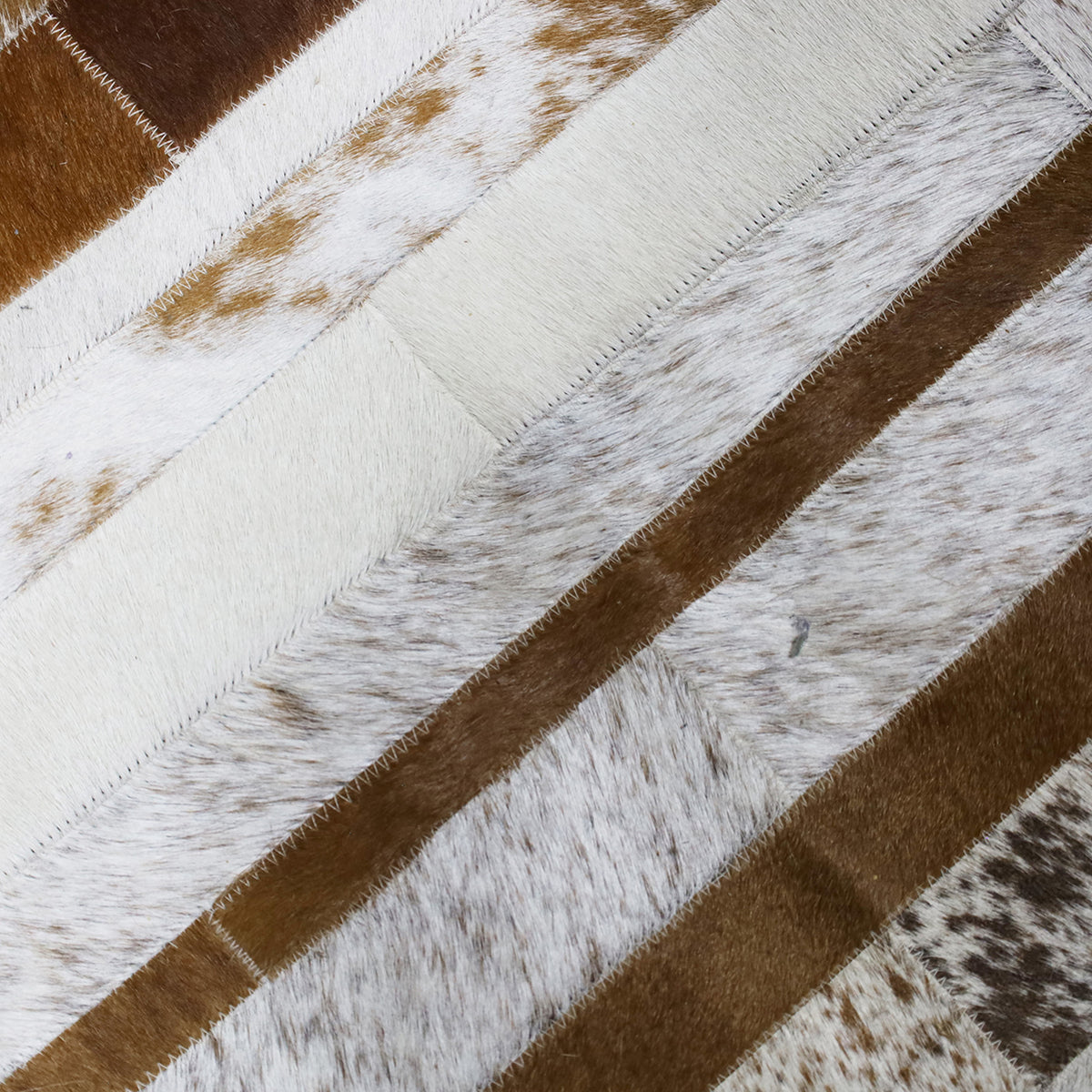 Cinnamon Striped Hair On Leather Rug, rectangle 5&#39; x 8&#39; - Coja