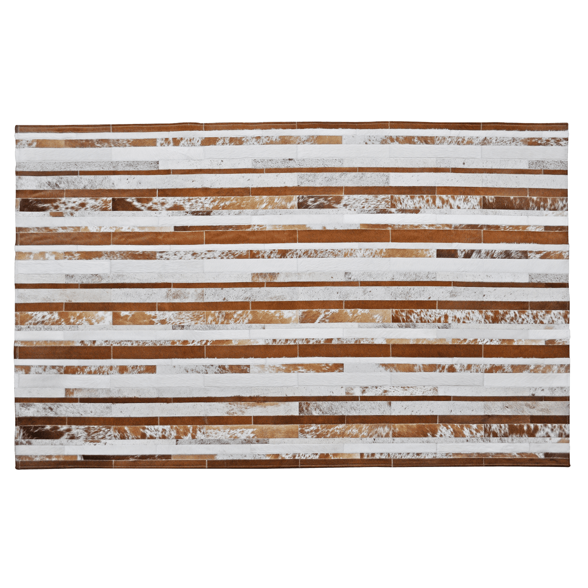 Cinnamon Striped Hair On Leather Rug, rectangle 5&#39; x 8&#39; - Coja