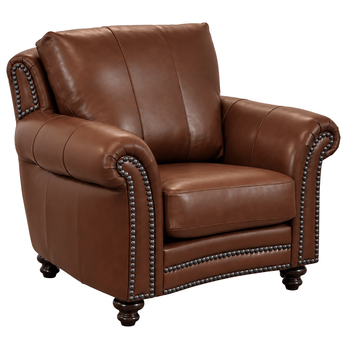 Clinton Genuine Leather Chair With Nailhead Trim - Made in the U.S.A. - Coja