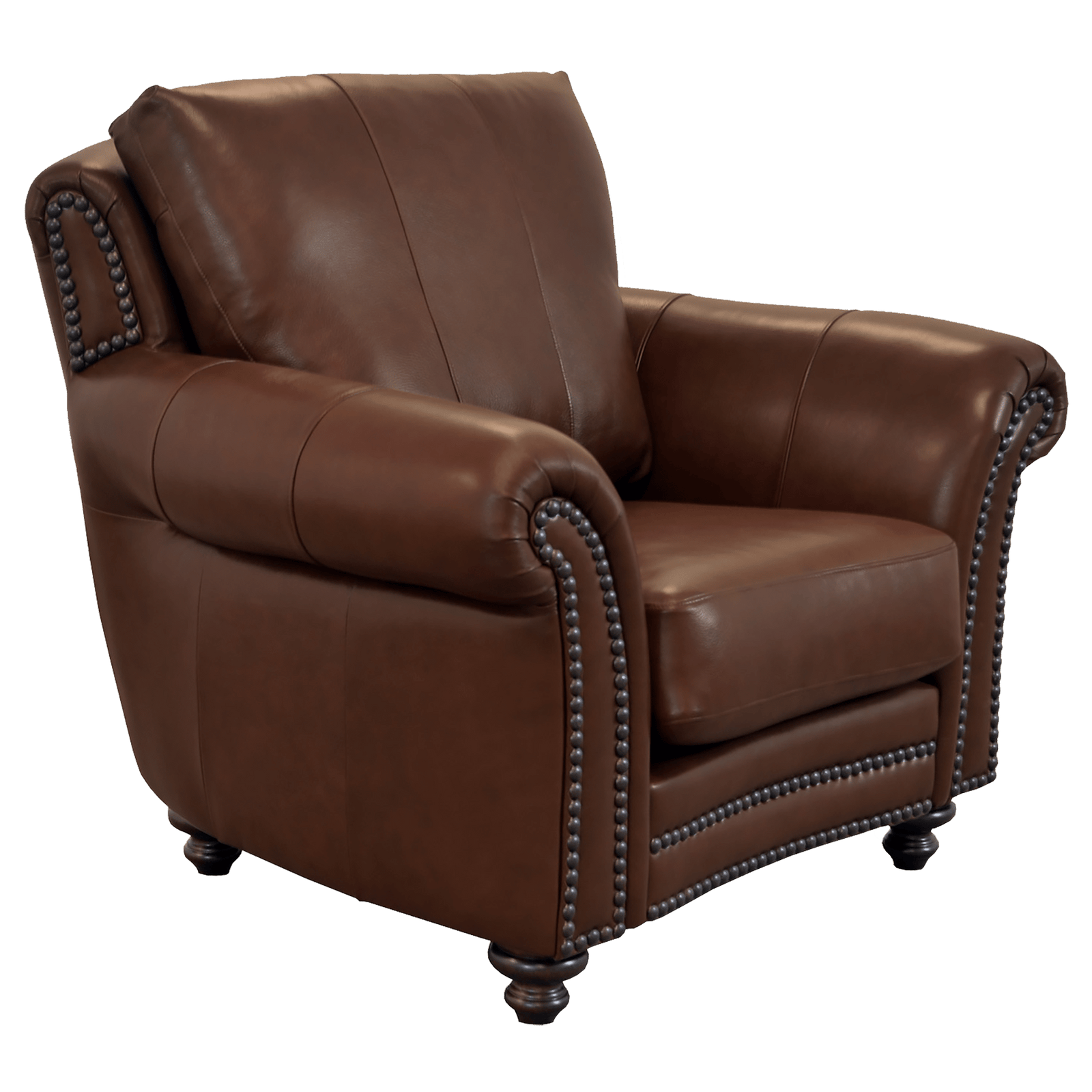 Clinton Genuine Leather Chair With Nailhead Trim - Made in the U.S.A.