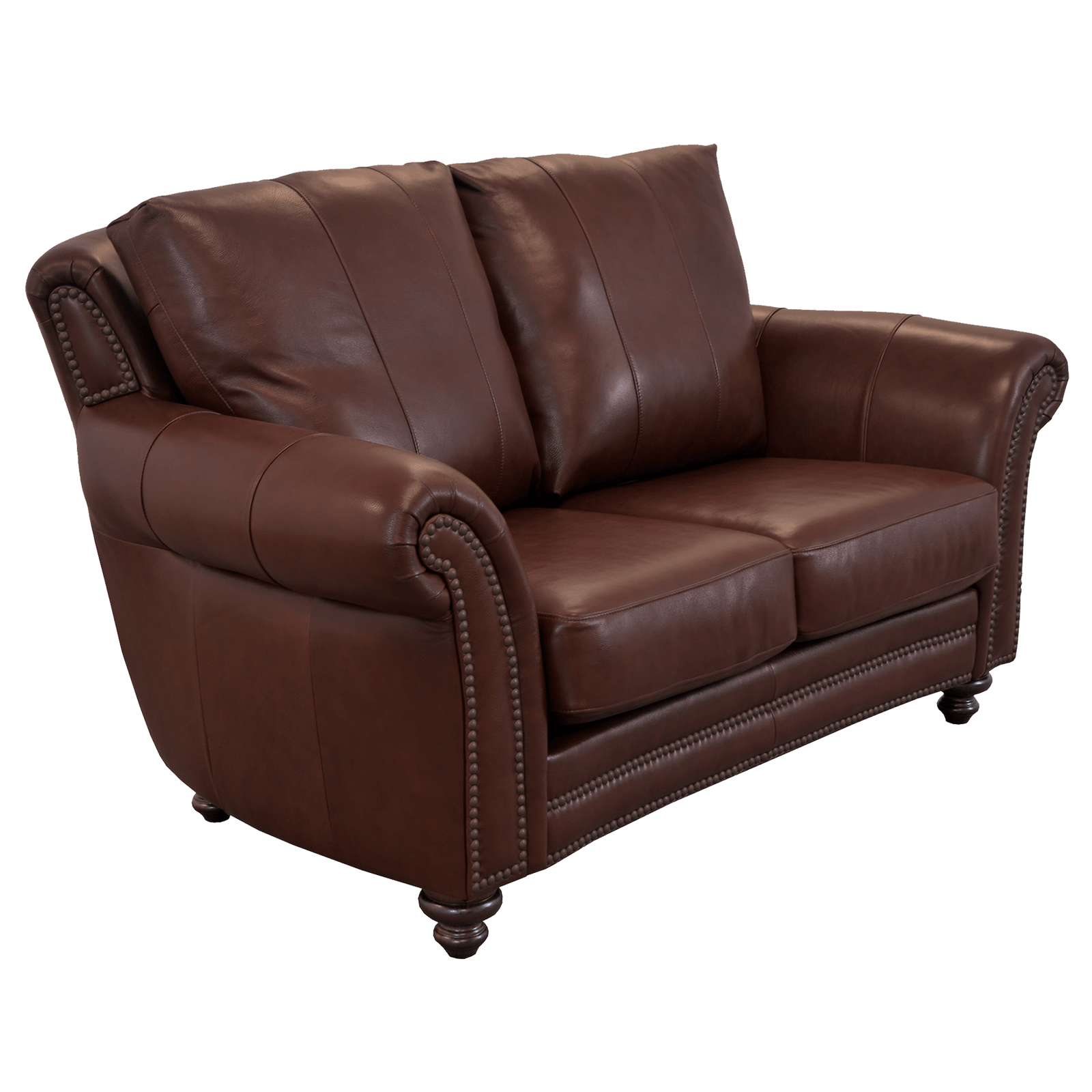 Clinton Genuine Leather Loveseat With Nailhead Trim - Made in the U.S.A.