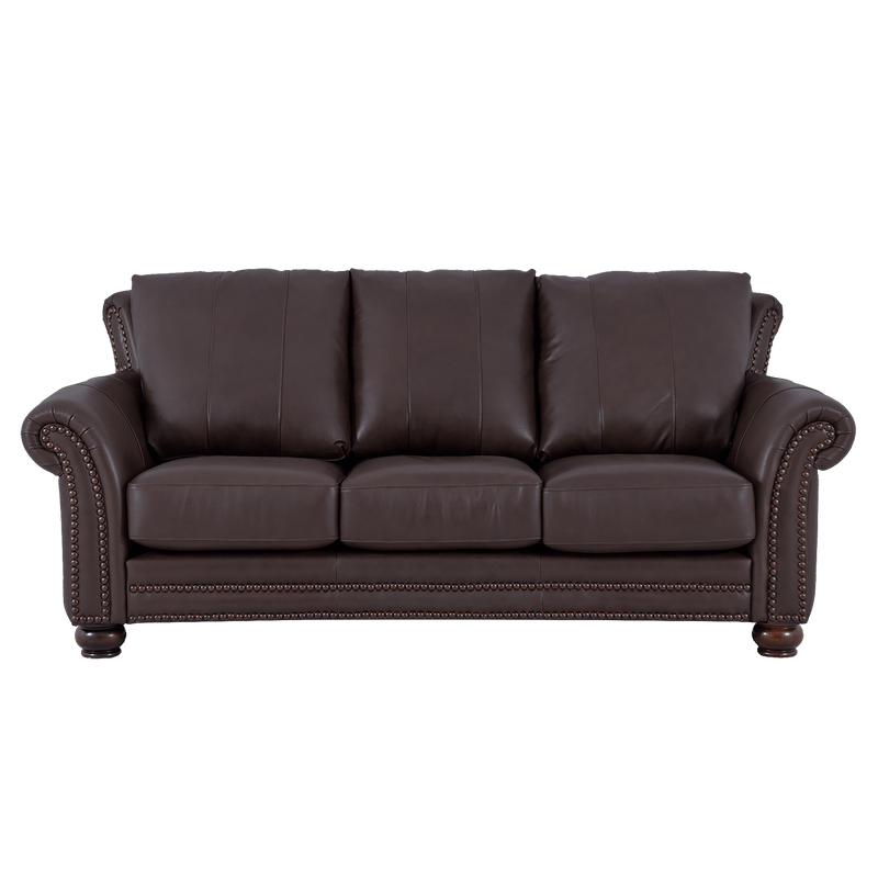 Clinton Genuine Leather Sofa With Nailhead Trim - Made in the U.S.A. - Coja