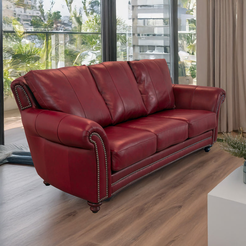 Clinton Genuine Leather Sofa With Nailhead Trim - Made in the U.S.A. - Coja