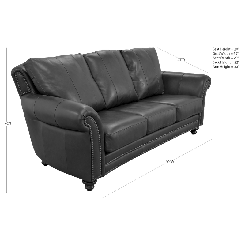 Clinton Genuine Leather Sofa With Nailhead Trim - Made in the U.S.A. - Coja