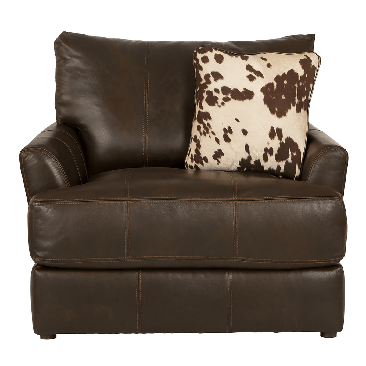 Cobbs Two Piece Leather Sofa and Chair Living Room Set, Dark Brown - Coja