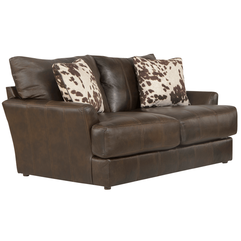 Cobbs Two Piece Leather Sofa and Loveseat Living Room Set, Dark Brown - Coja