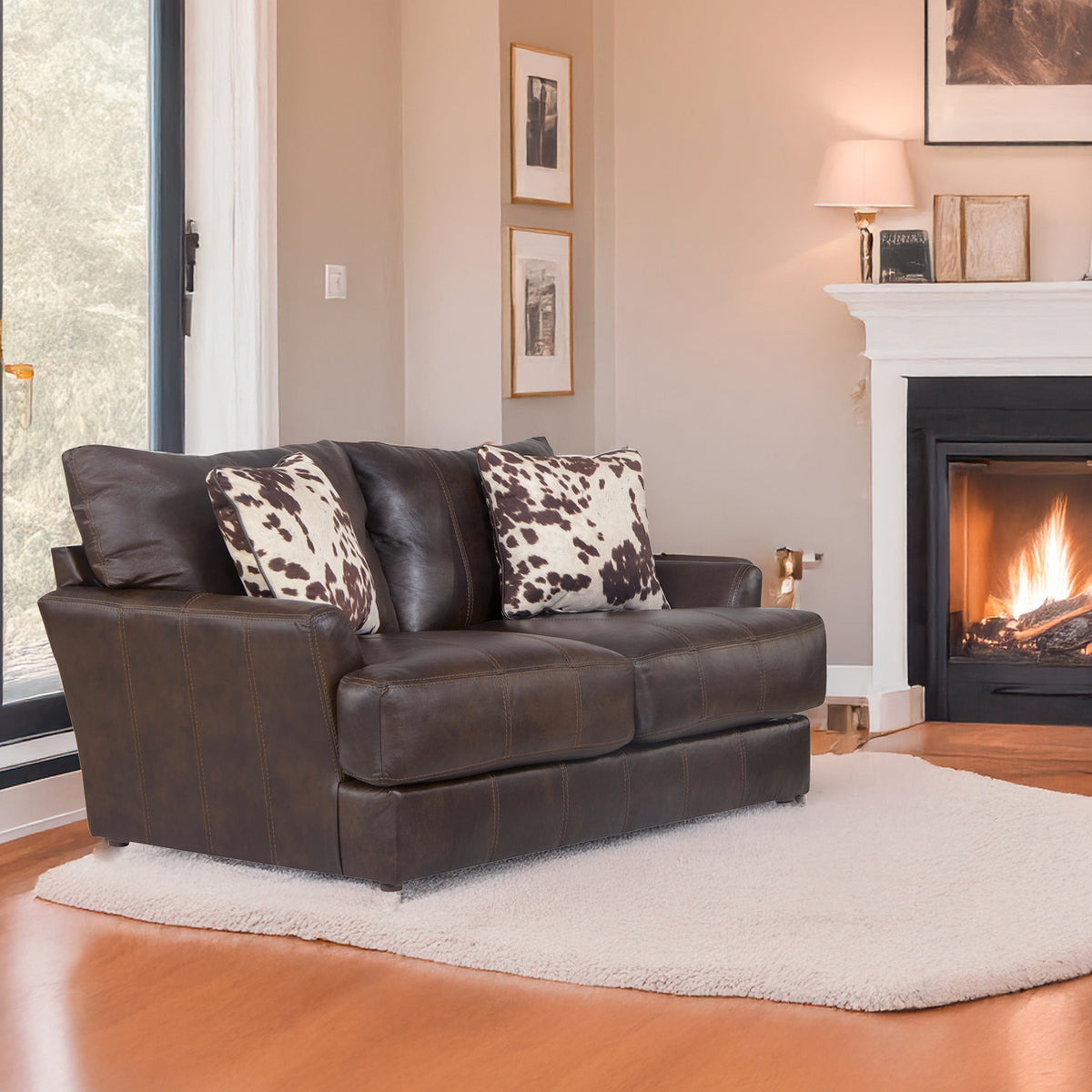 Cobbs Leather Loveseat, Dark Brown - Coja