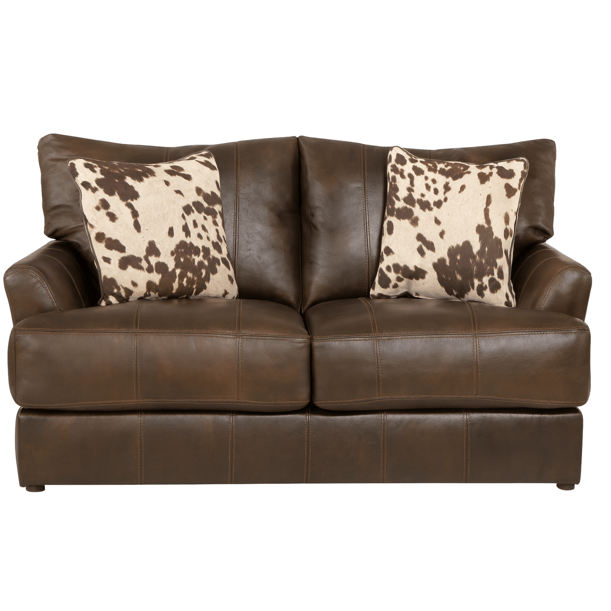 Cobbs Two Piece Leather Sofa and Loveseat Living Room Set, Dark Brown - Coja