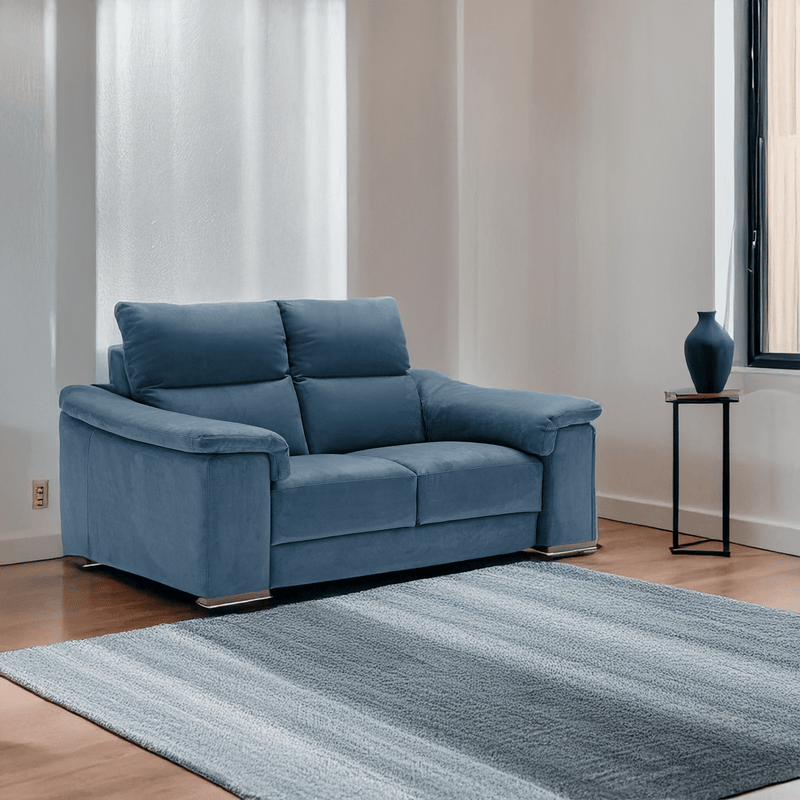 Coccola High - Back Italian Microfiber Loveseat – Blue - Coja