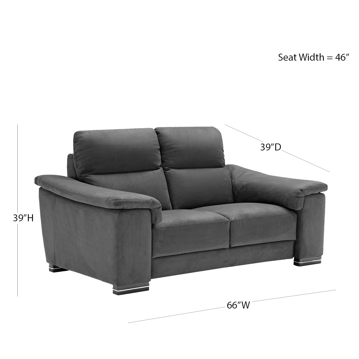 Coccola High - Back Italian Microfiber Loveseat – Blue - Coja