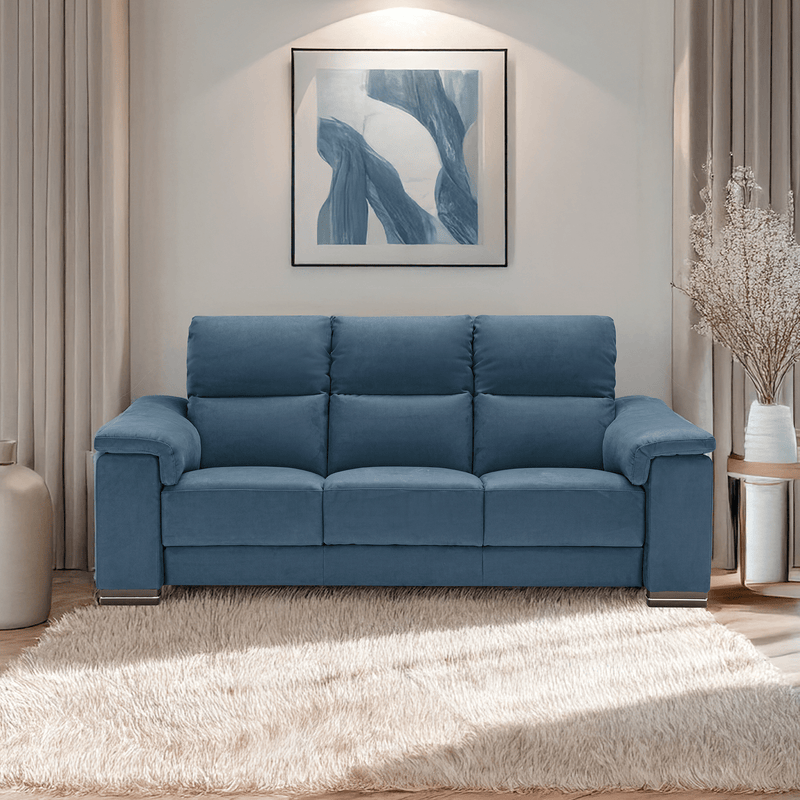 Coccola High - Back Italian Microfiber Sofa – Blue - Coja