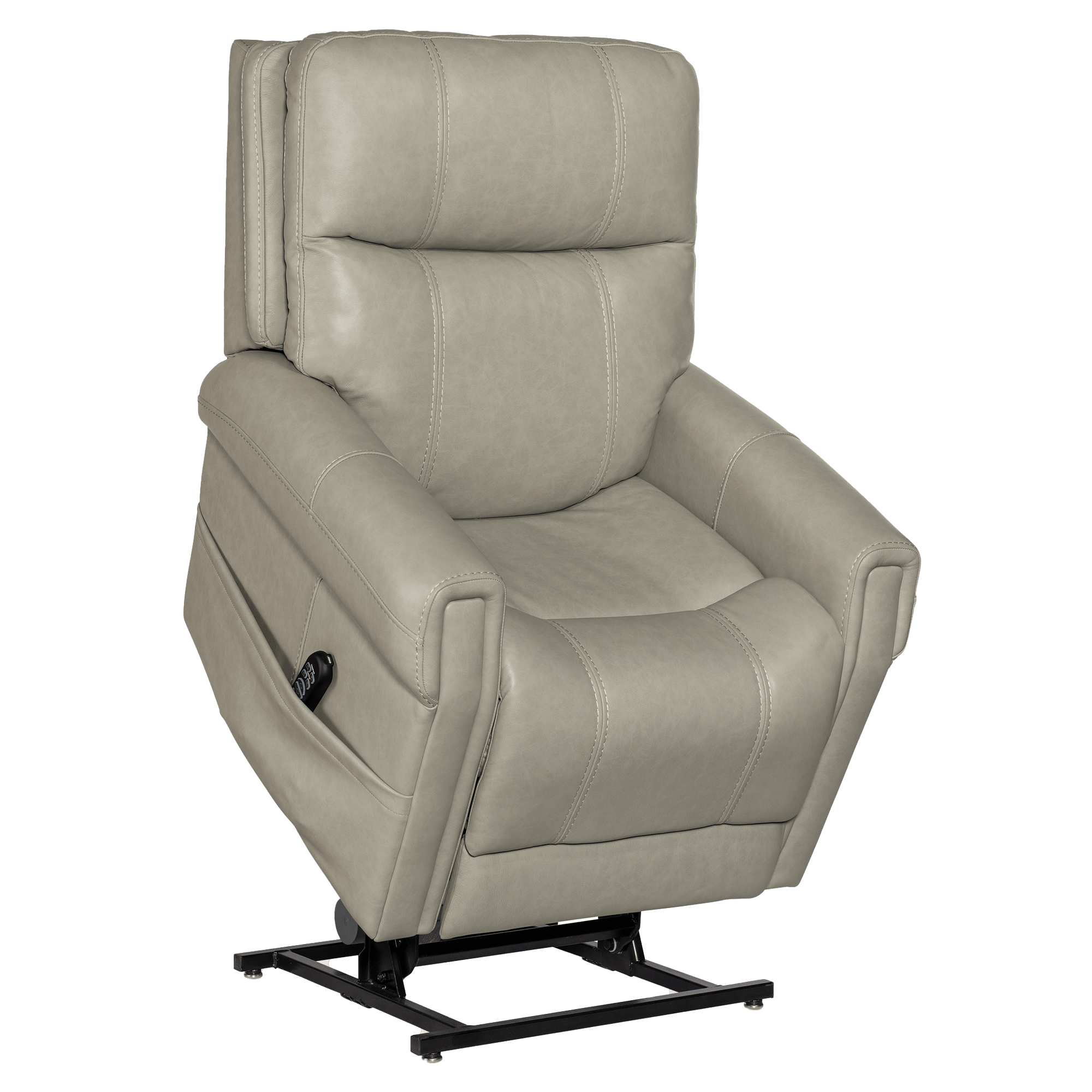 Colina Power Lift Recliner with Articulating Headrest and Lumbar Support, Leather, Gray - Coja