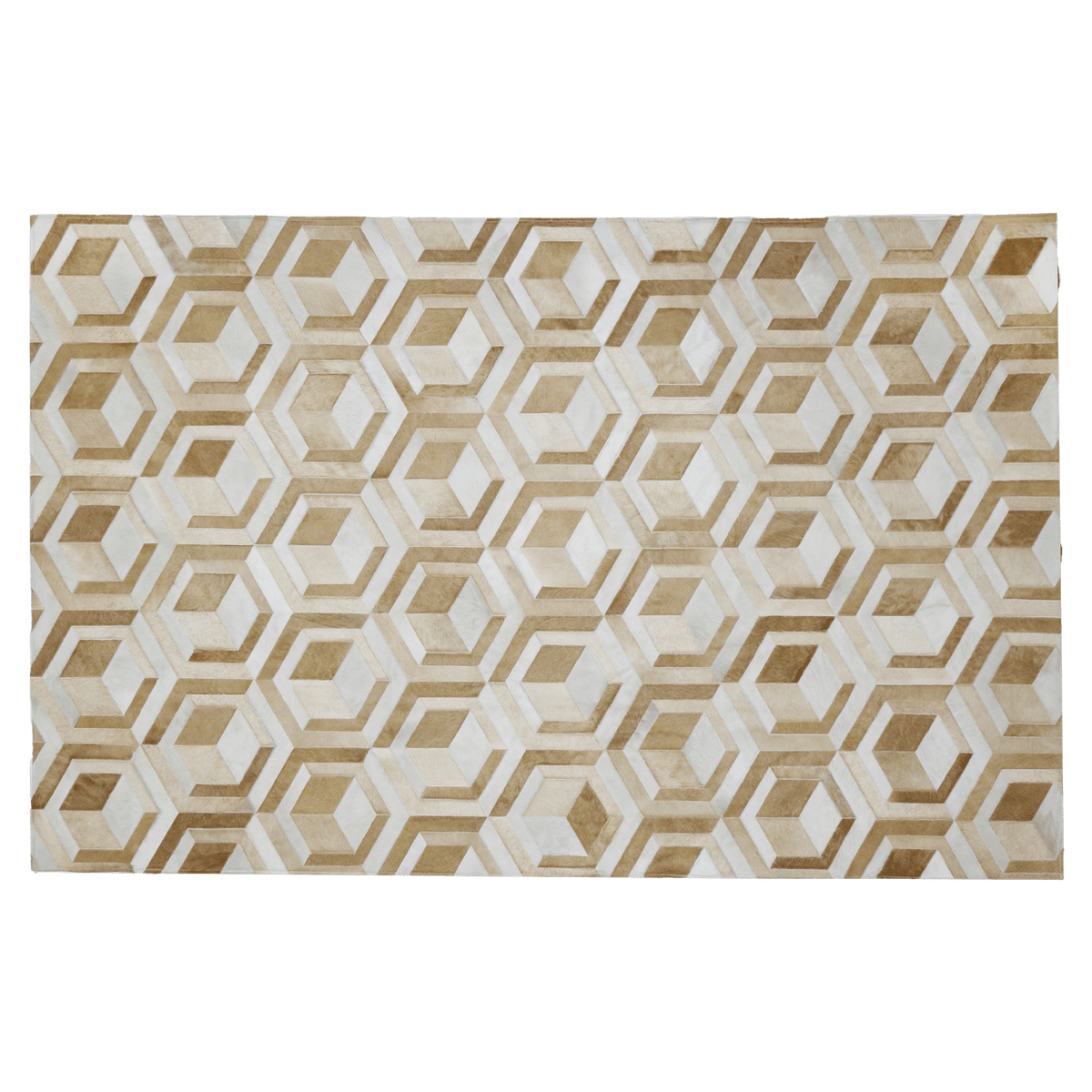 Coral Geometric Hair On Leather Rug, Rectangle 4&#39; x 6&#39; - Coja