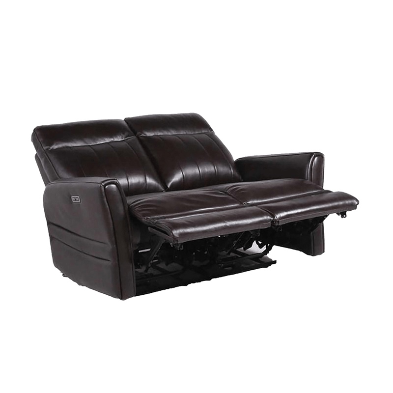 Coslada Leather Power Recliner Loveseat with Articulating Headrest, Dark Brown