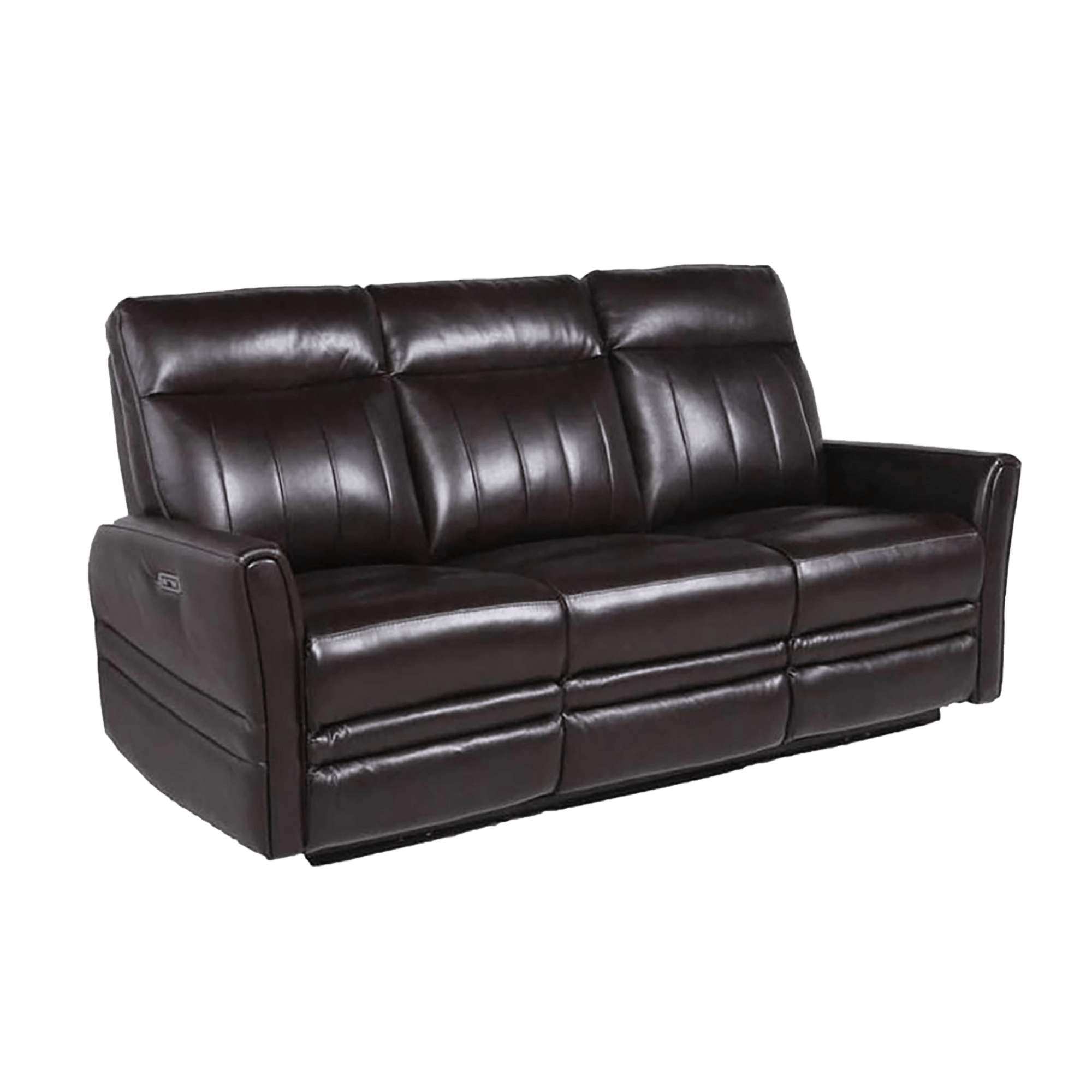 Coslada Leather Power Recliner Sofa with Articulating Headrest, Dark Brown