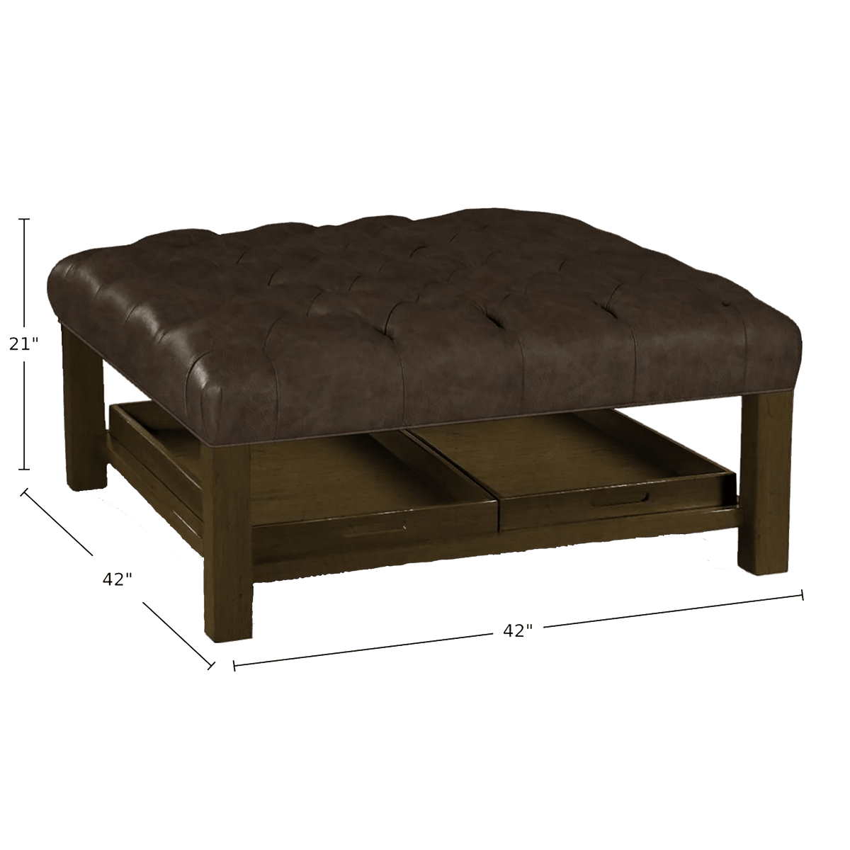 Cristle Genuine Leather Ottoman - Made in U.S.A. - Coja