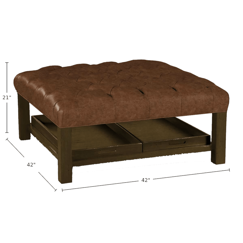 Cristle Genuine Leather Ottoman - Made in U.S.A. - Coja