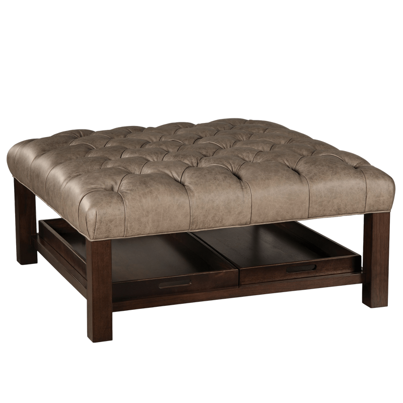 Cristle Genuine Leather Ottoman - Made in U.S.A. - Coja