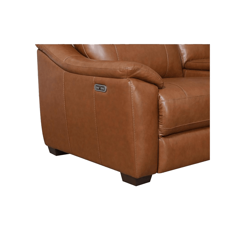 Cumana Leather Power Reclining Sectional with Articulating Headrest, Storage, Cupholders and USB Port, Brown - Coja