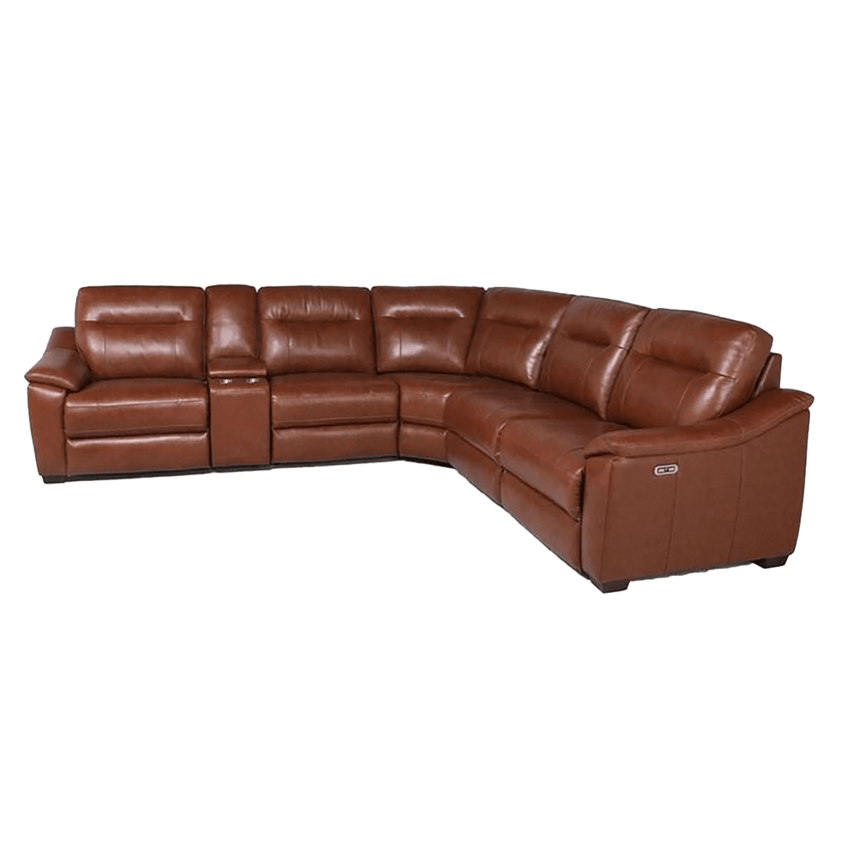 Cumana Leather Power Reclining Sectional with Articulating Headrest, Storage, Cupholders and USB Port, Brown - Coja