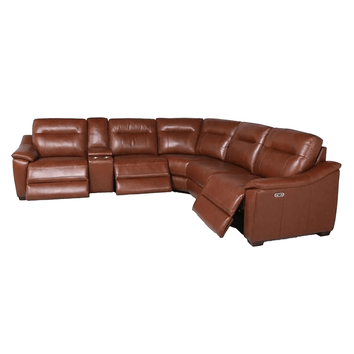 Cumana Leather Power Reclining Sectional with Articulating Headrest, Storage, Cupholders and USB Port, Brown - Coja