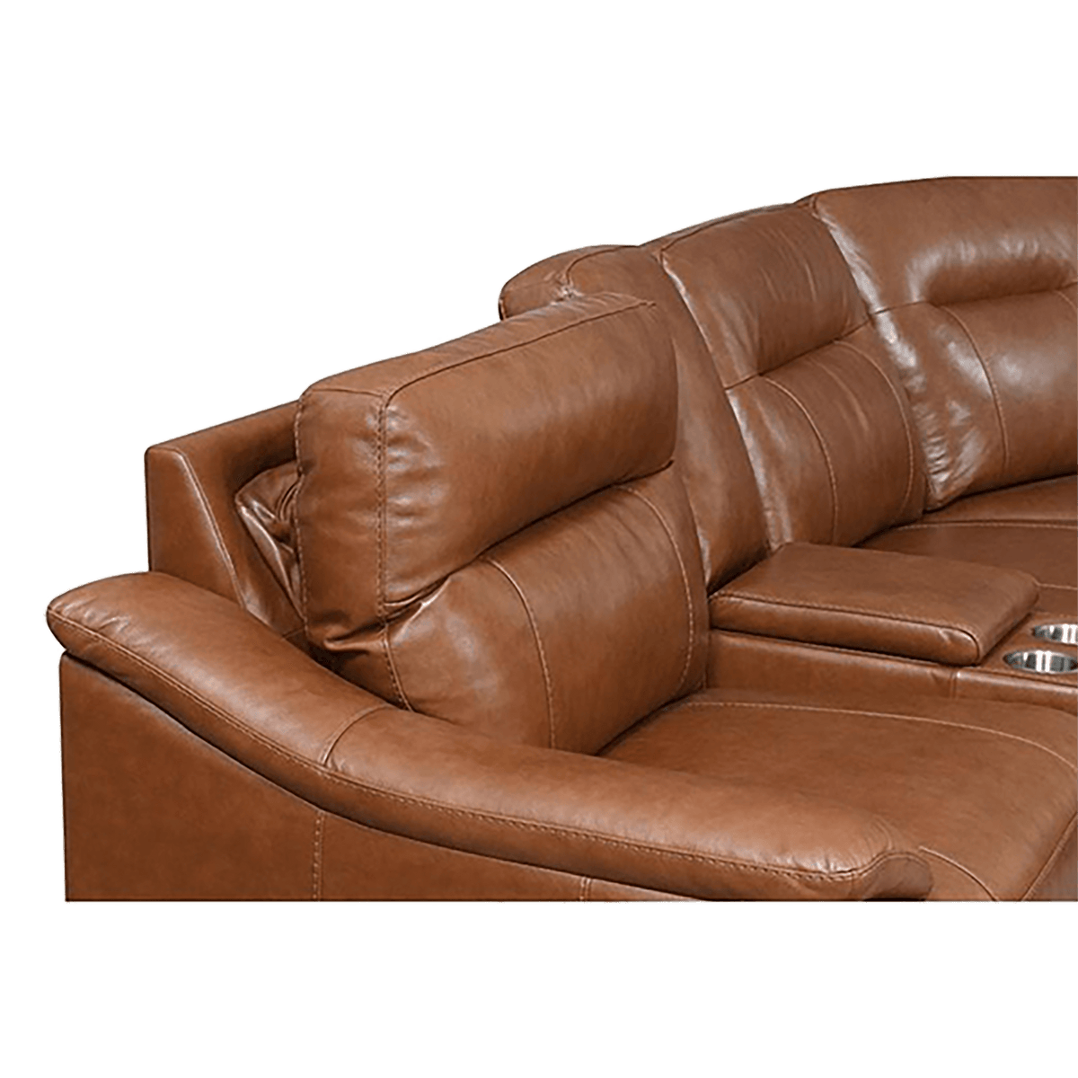 Cumana Leather Power Reclining Sectional with Articulating Headrest, Storage, Cupholders and USB Port, Brown - Coja