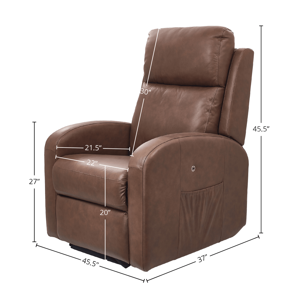 Deats Power Headrest and Lumbar Wellness Recliner, Leather