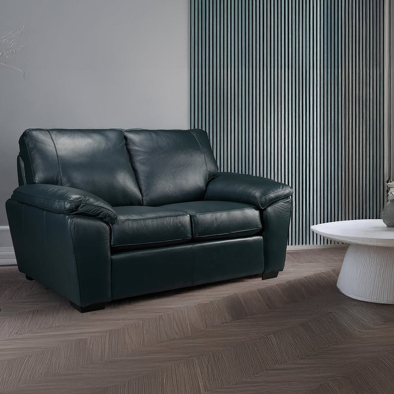 Deston Leather Loveseat, Navy Blue - Coja