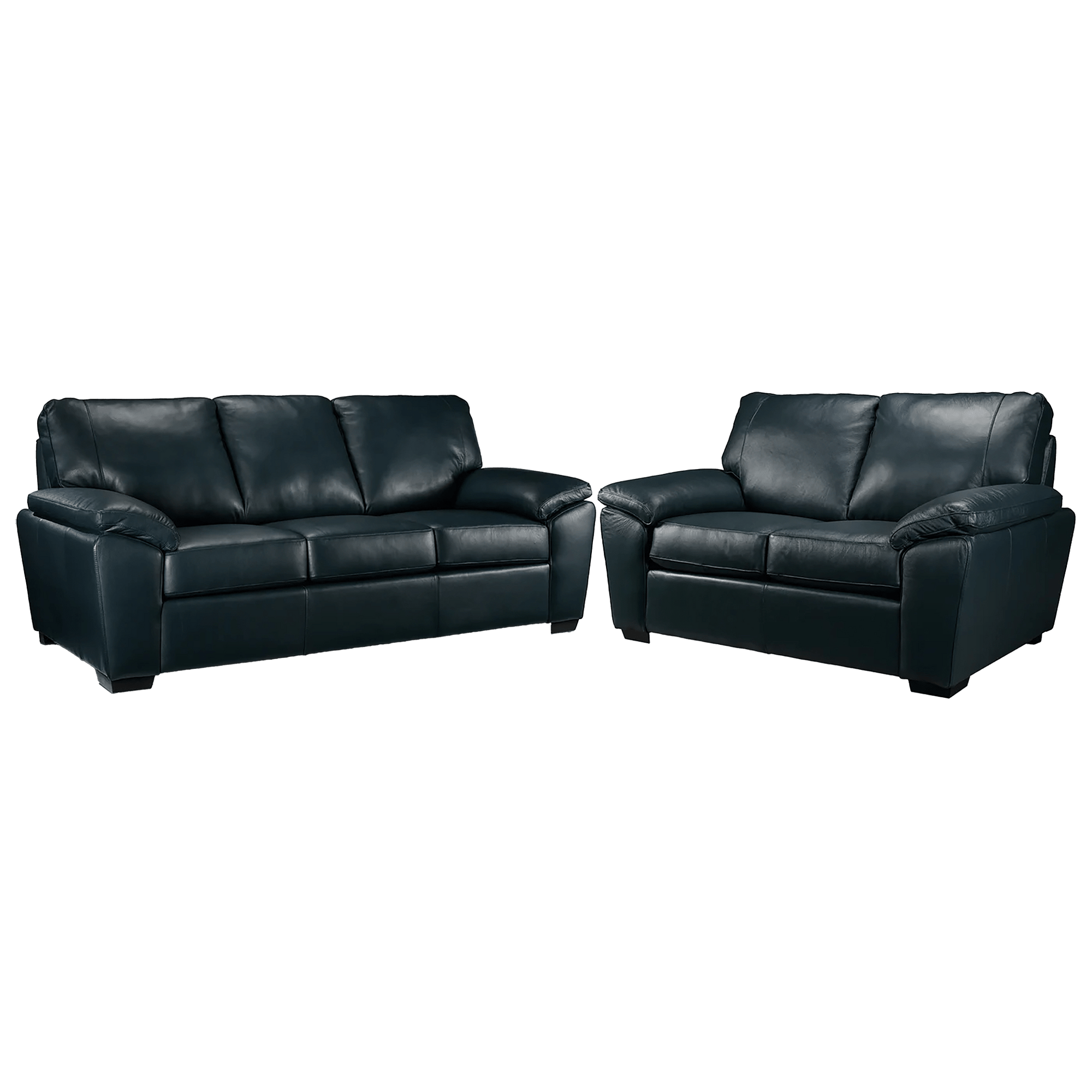 Deston Two Piece Leather Sofa and Loveseat Set, Navy Blue - Coja