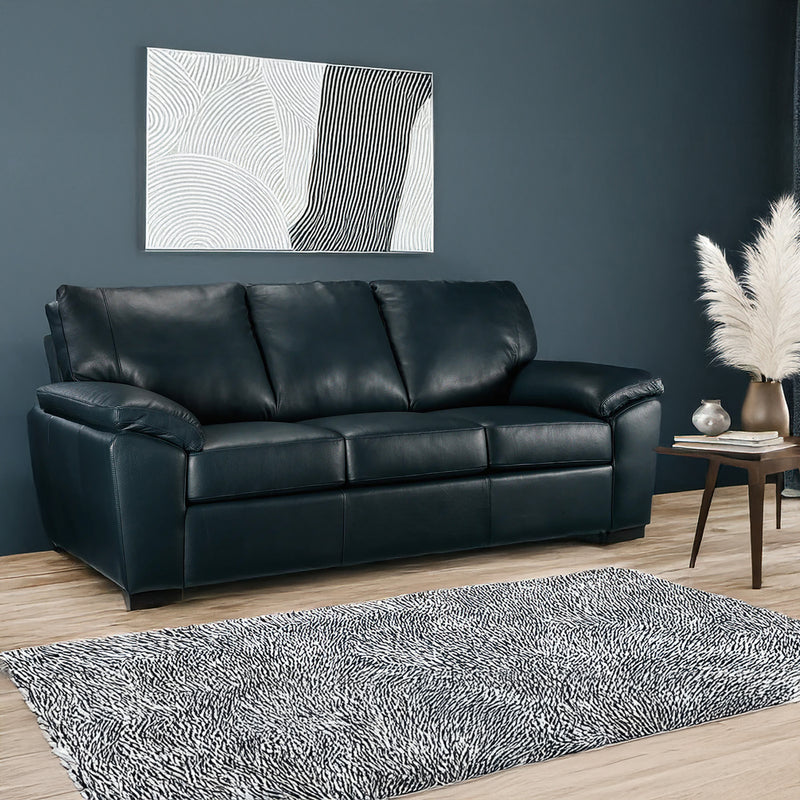 Deston Leather Sofa, Navy Blue - Coja