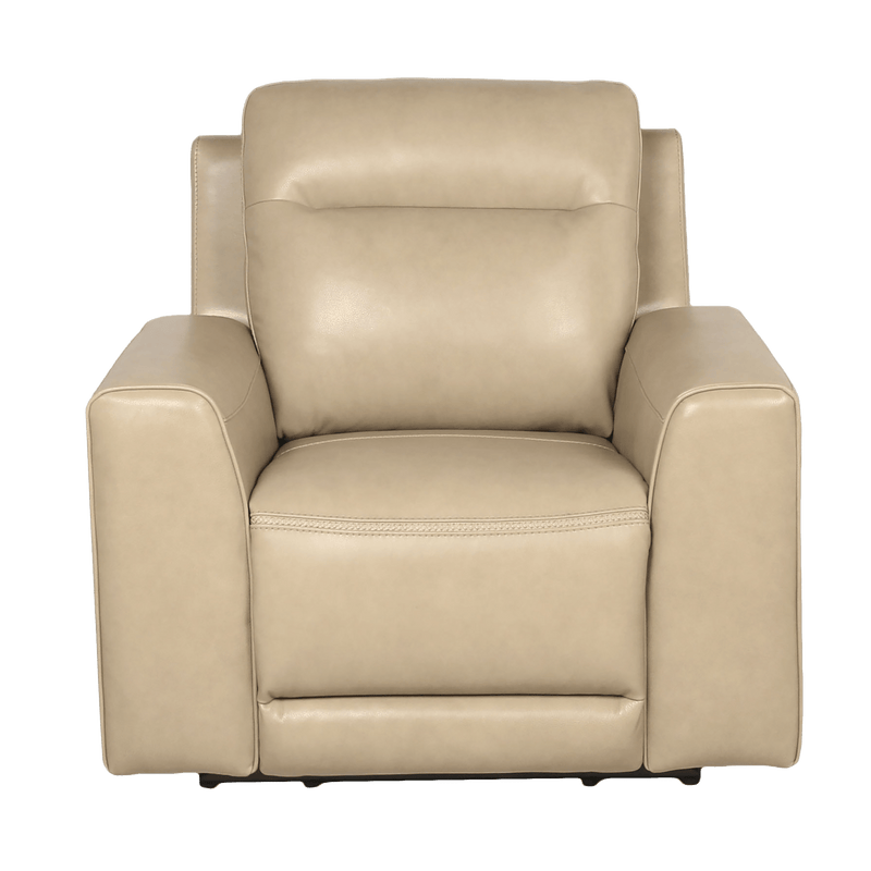 Deurne Leather Power Recliner Chair with Articulating , headrest, Beige