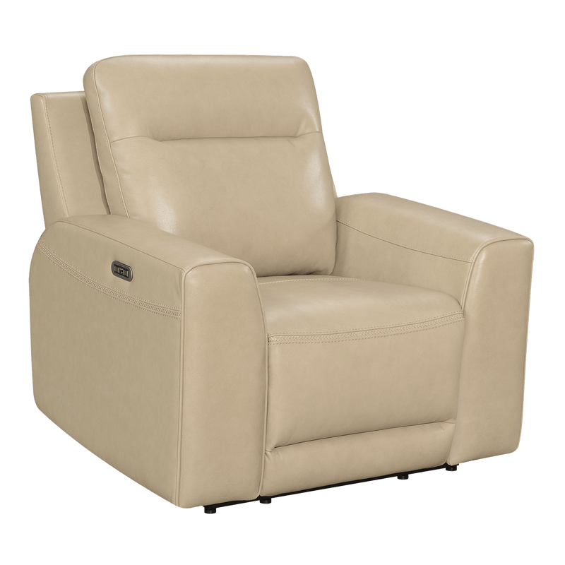 Deurne Leather Power Recliner Chair with Articulating , headrest, Beige