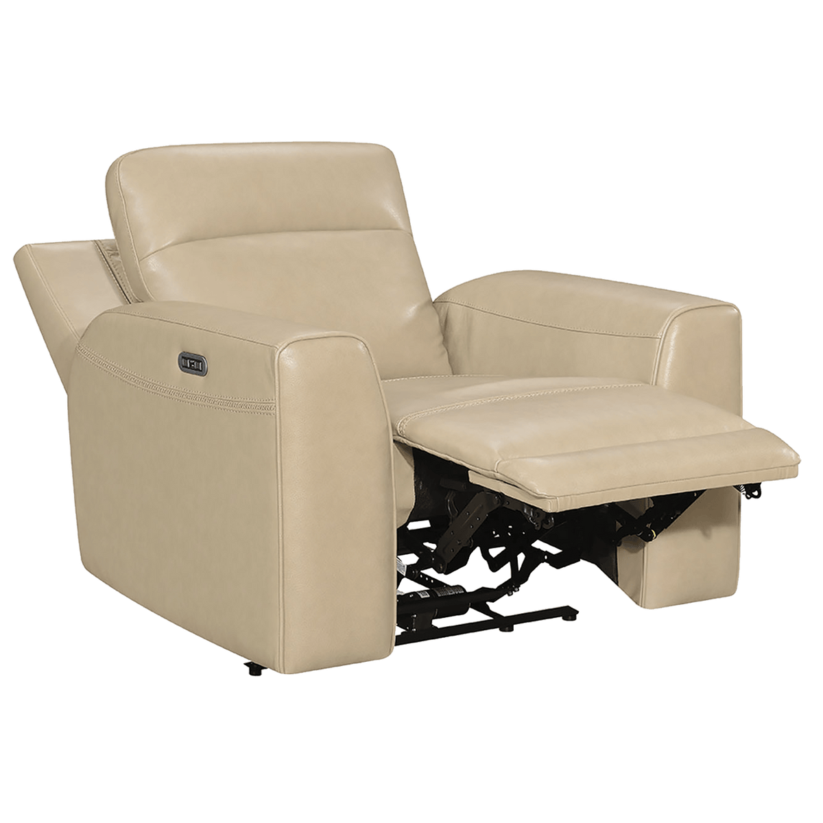 Deurne Leather Power Recliner Chair with Articulating , headrest, Beige