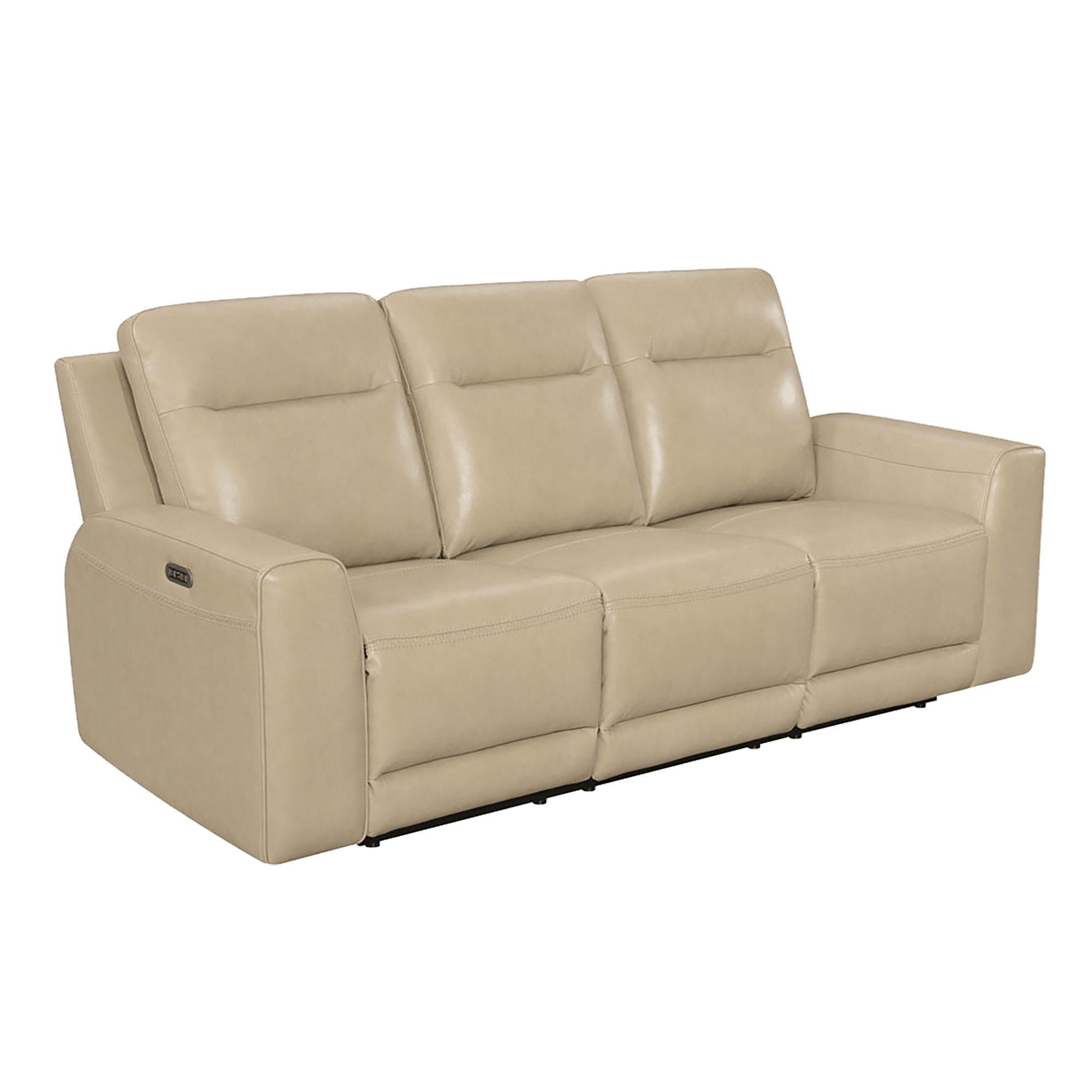 Deurne Leather Power Reclining Sofa with Articulating Headrest, Beige