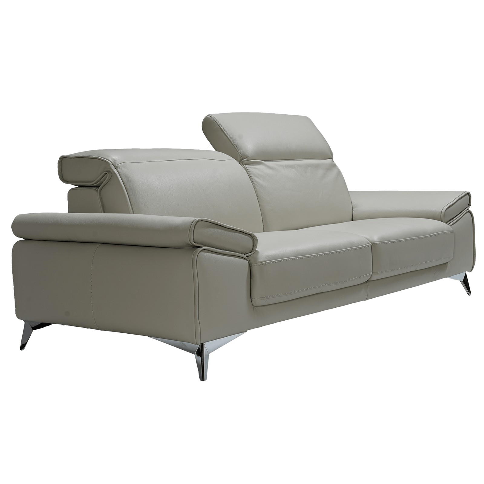 Donatella Italian Leather Loveseat in Light Gray
