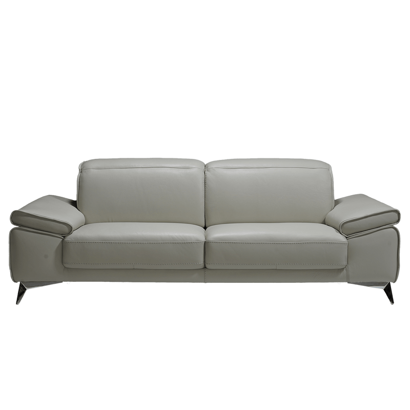 Donatella Italian Leather Sofa in Light Gray - Coja