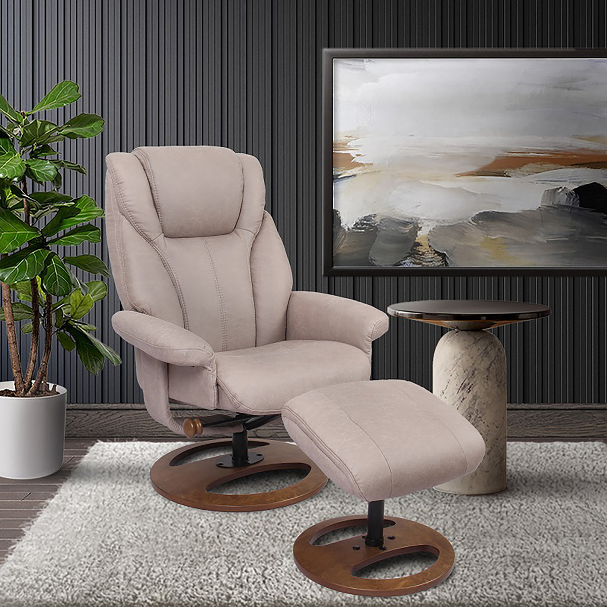 Douglas Ergonomic Swivel Recliner with Matching Ottoman - Coja