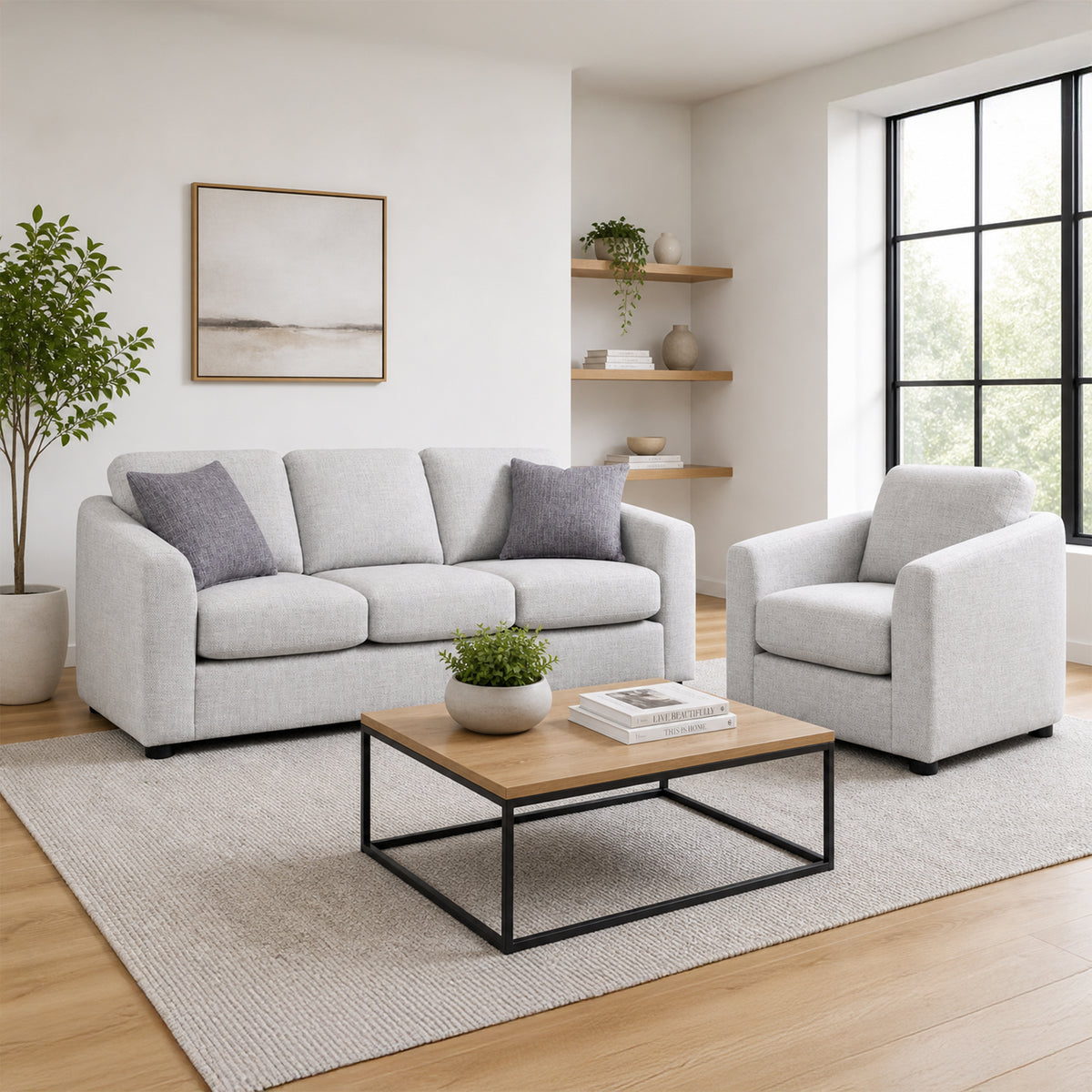 Driftmoor Fabric Sofa & Chair Set with Accent Cushions