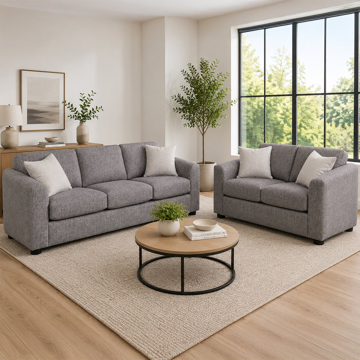 Driftmoor Fabric Sofa & Loveseat Set with Accent Cushions