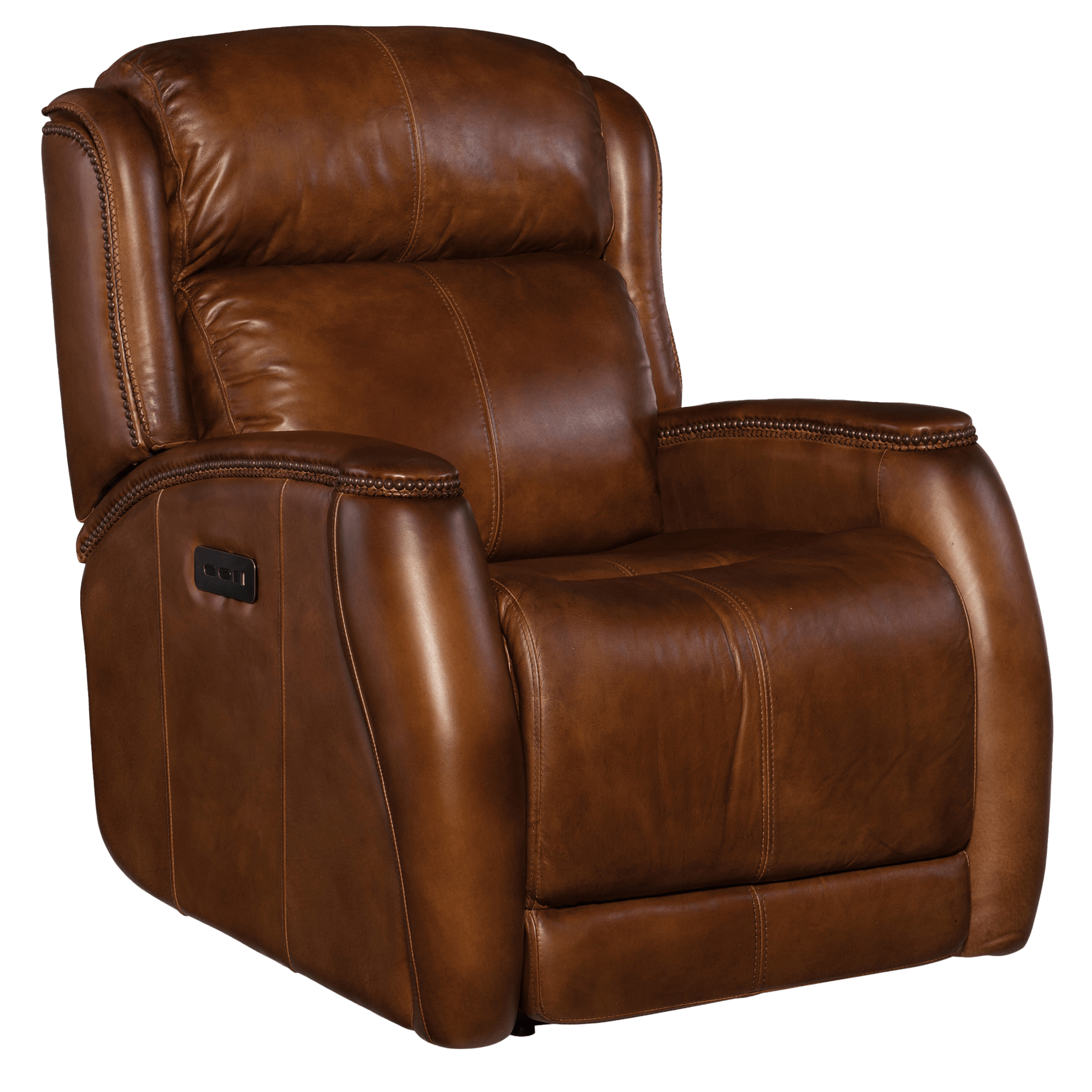 Ediva Power Recliner with Articulating Headrest, Leather, Brown - Coja