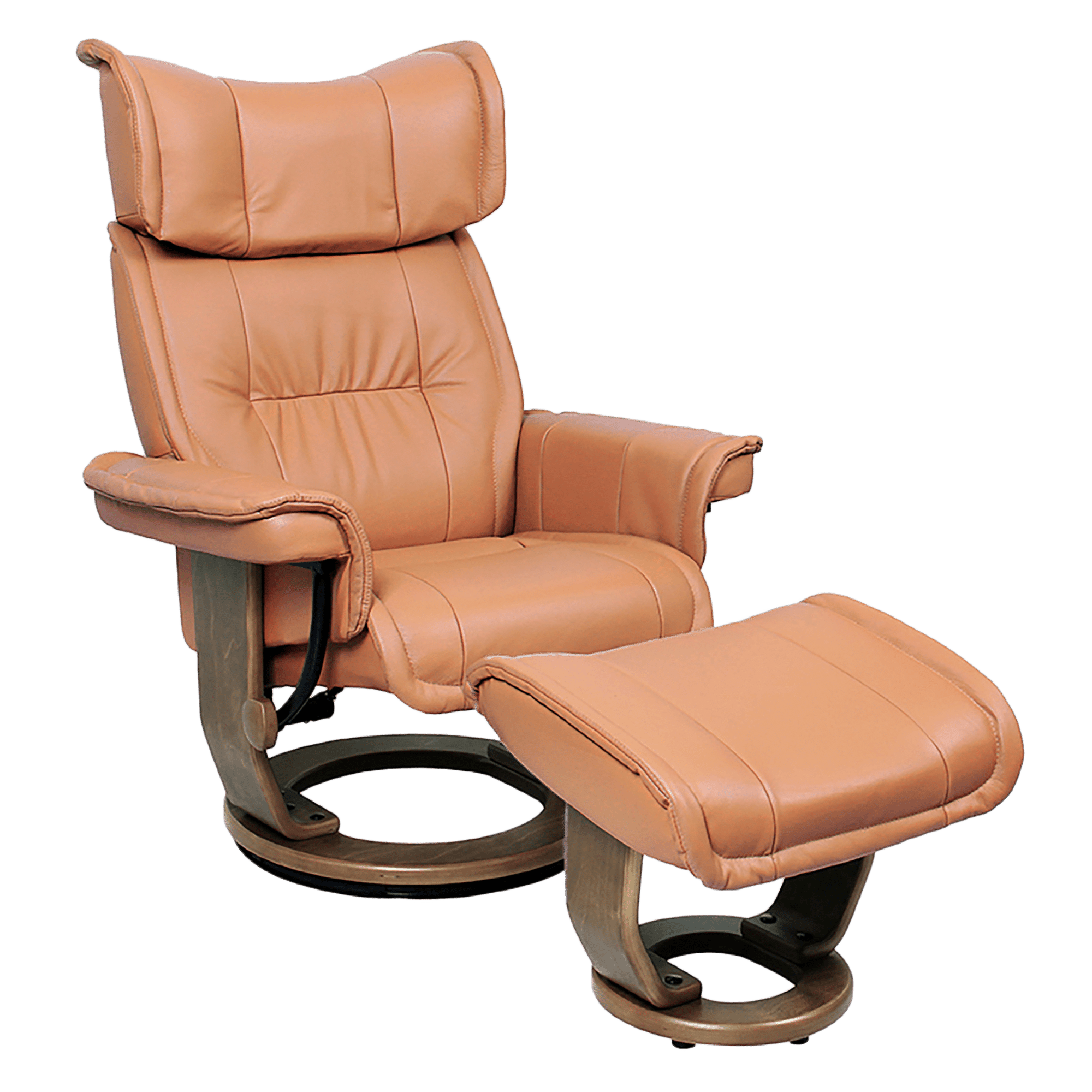 Elisia Leather Swivel Recliner with Matching Ottoman