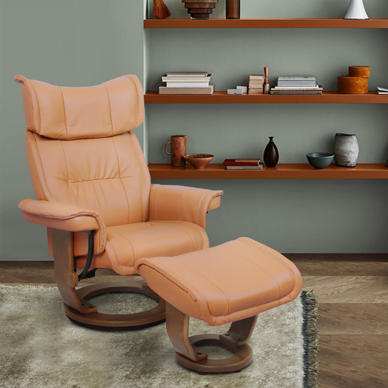 Elisia Upholstered Swivel Recliner and Ottoman - Coja